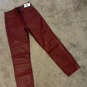 Kut From the Kloth Charlize Coated High Rise Ankle Skinny in Red
